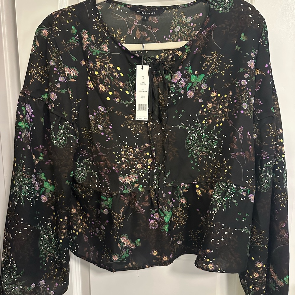 Walter Baker Black Floral Blouse